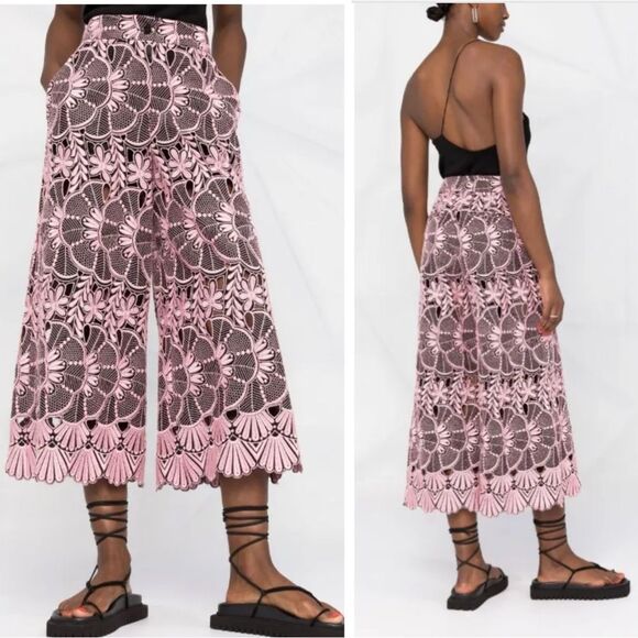 NWT La Double J Patterned Culotte Pants SANGALLO FLOWER Large Pink - Picture 14 of 14